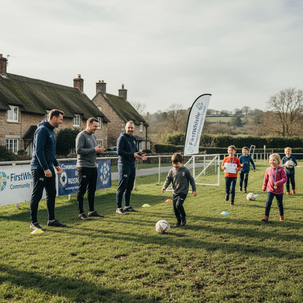 Parent and child football moment